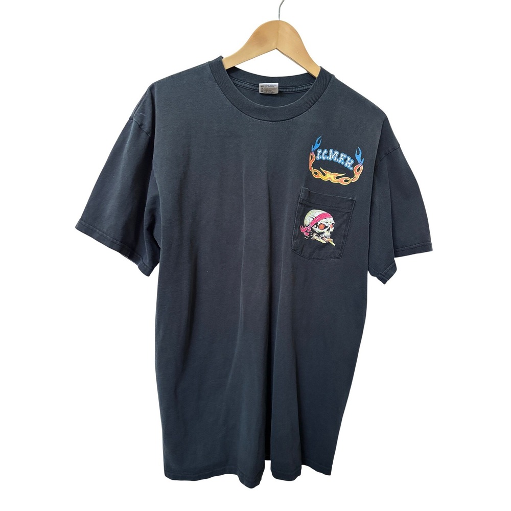 Vintage Anvil Ice Cream Man From Hell Skull Pocket T-Shirt XL Kram USA Made